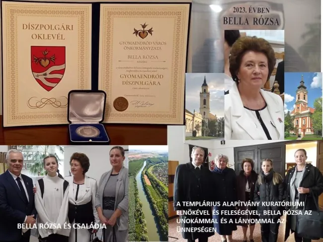 Bella Rózsa grafikusművész Alapítványunk javaslatára Gyomaendrőd Díszpolgára kitüntető címben részesült