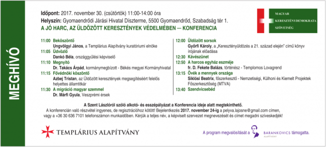 &amp;quot;Jó harc az üldözött keresztyének védelmében&amp;quot; c. konferencia - képes beszámoló